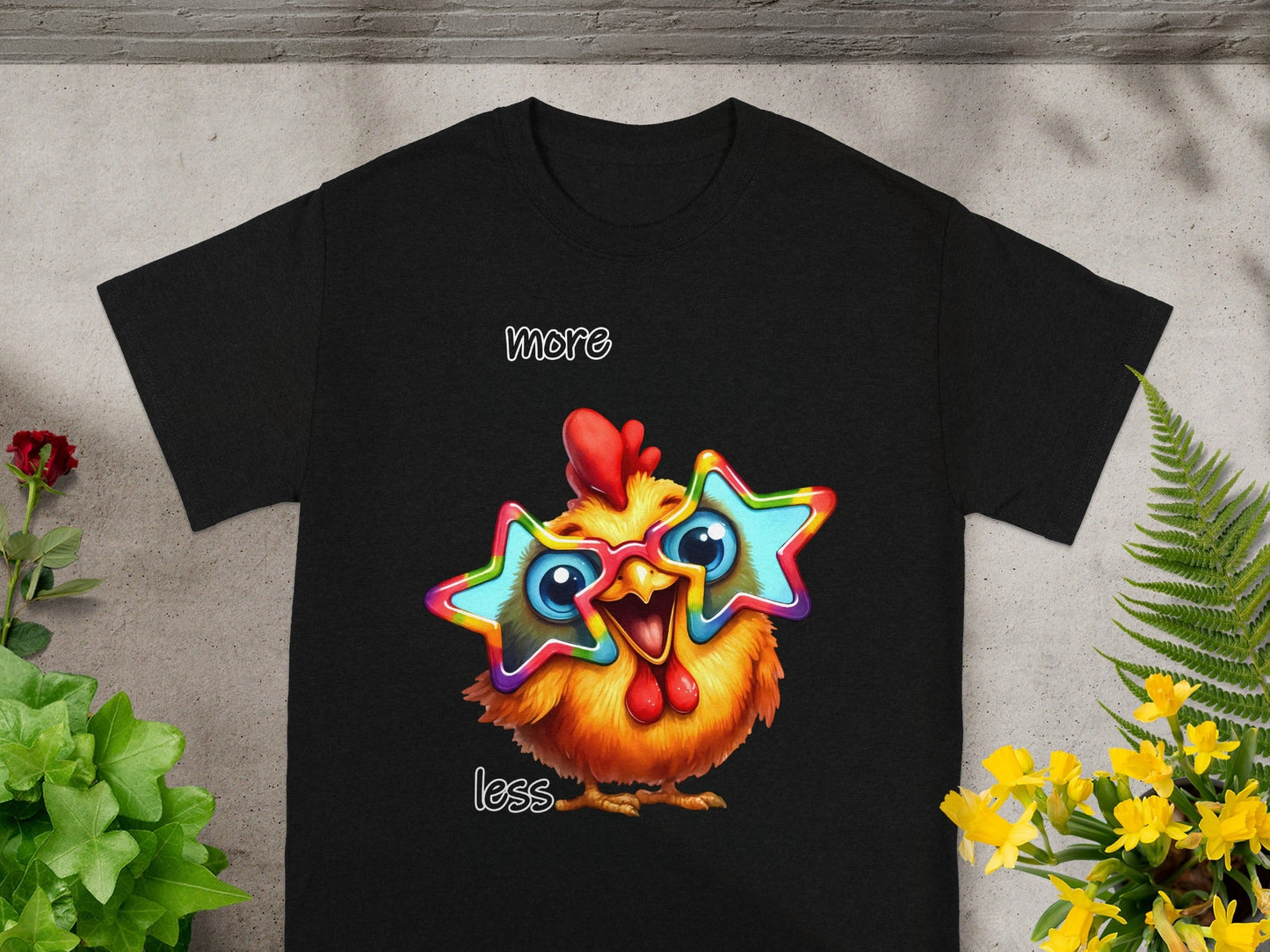 Funny Chicken With Star Glasses Graphic T-shirt
