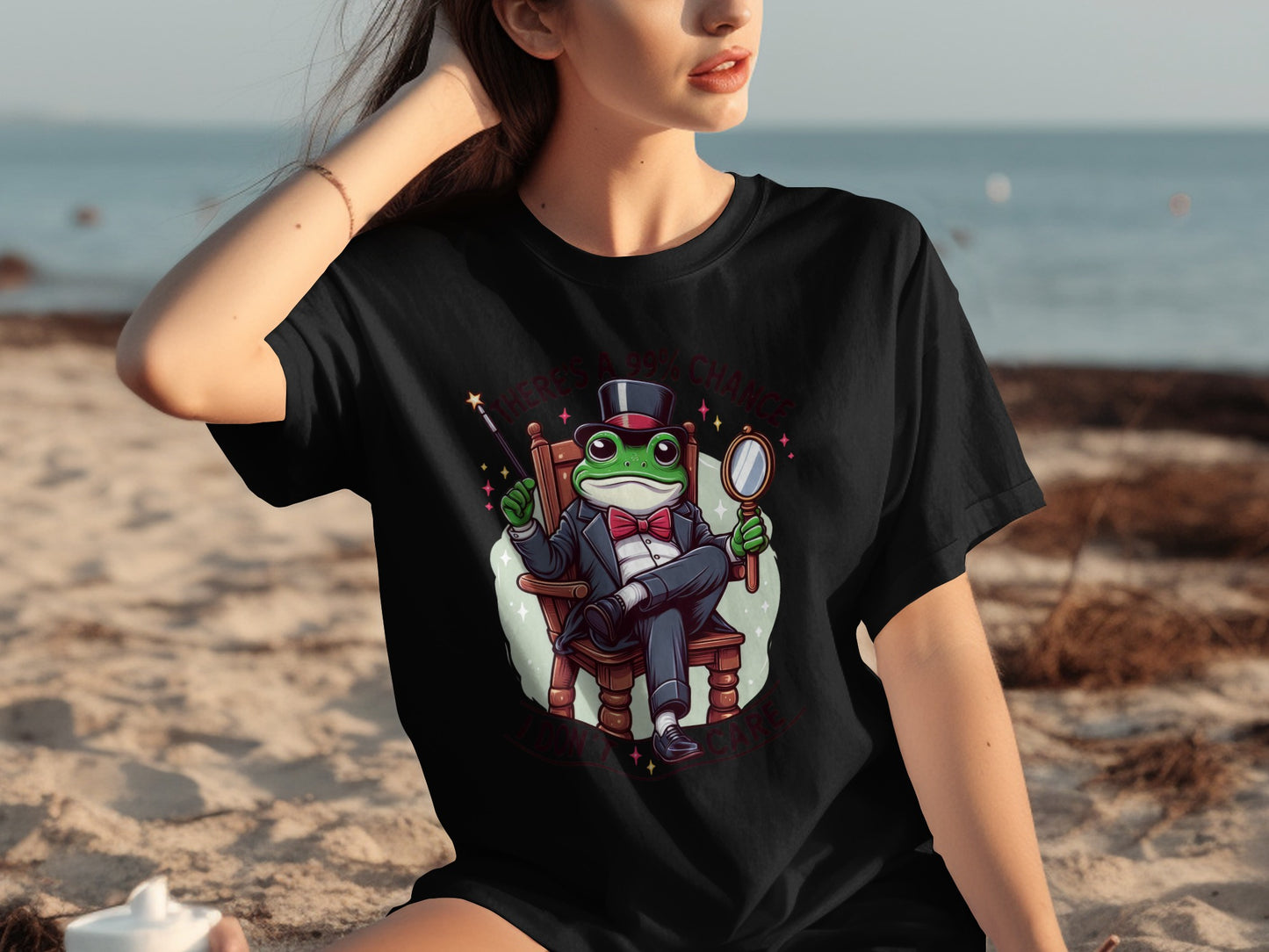Funny Frog Graphic Tee There's A 99% Chance I Don't Care Shirt