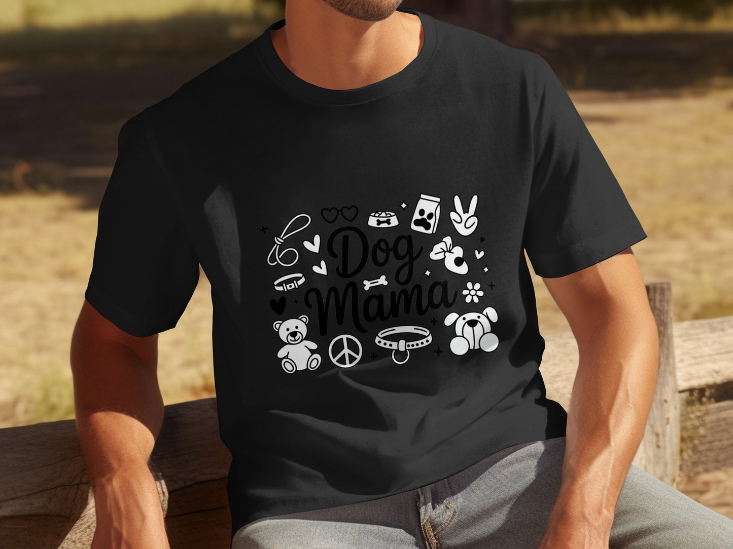 Dog Mama Graphic Tee T-shirt with Fun Illustrations