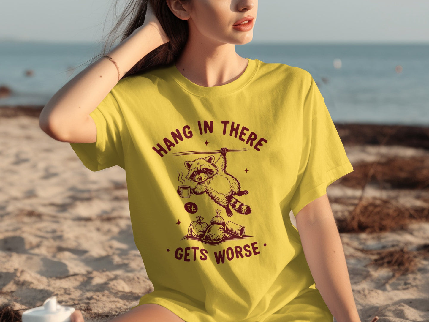 Hang In There Gets Worse Raccoon Graphic Shirt
