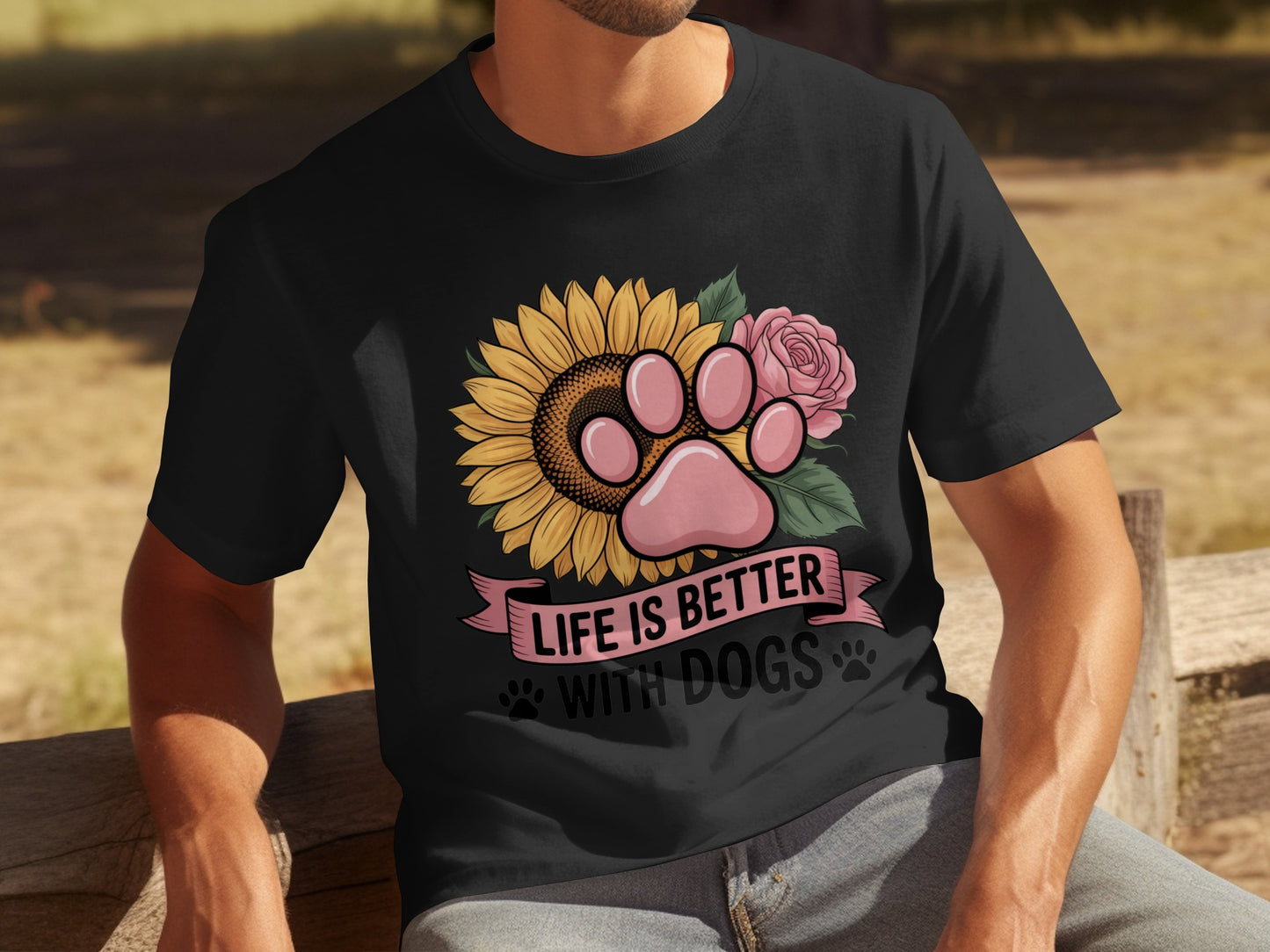 Life is Better with Dogs Creative Graphic T-shirt