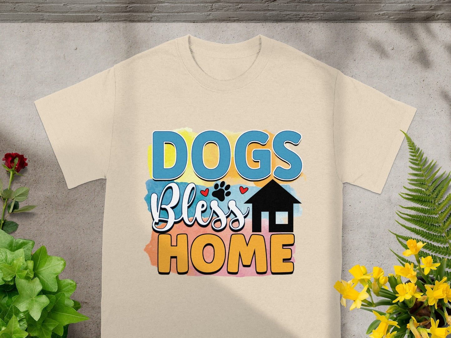 Colorful Dogs Bless Home Design T-shirt