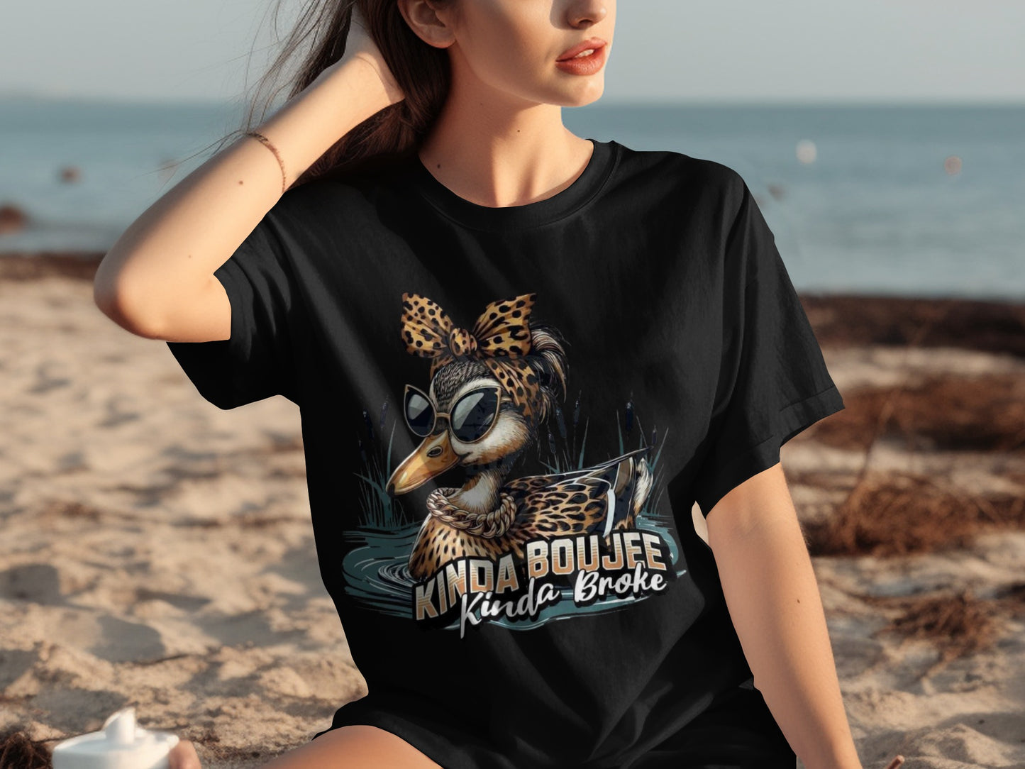 Kinda Boujee Kinda Broke Leopard Duck T-Shirt
