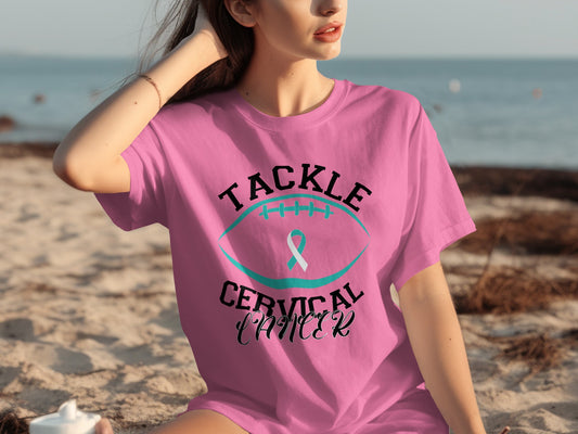 Tackle Cervical Cancer Awareness Pink T-Shirt