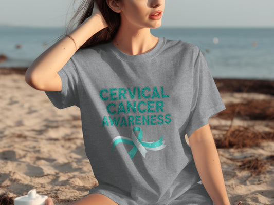Cervical Cancer Awareness Teal Ribbon T-shirt