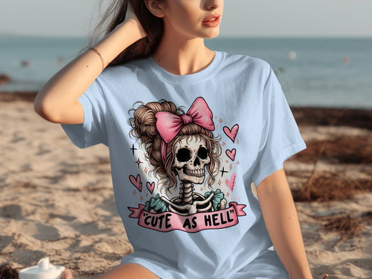 Cute As Hell Skeleton Graphic T-Shirt