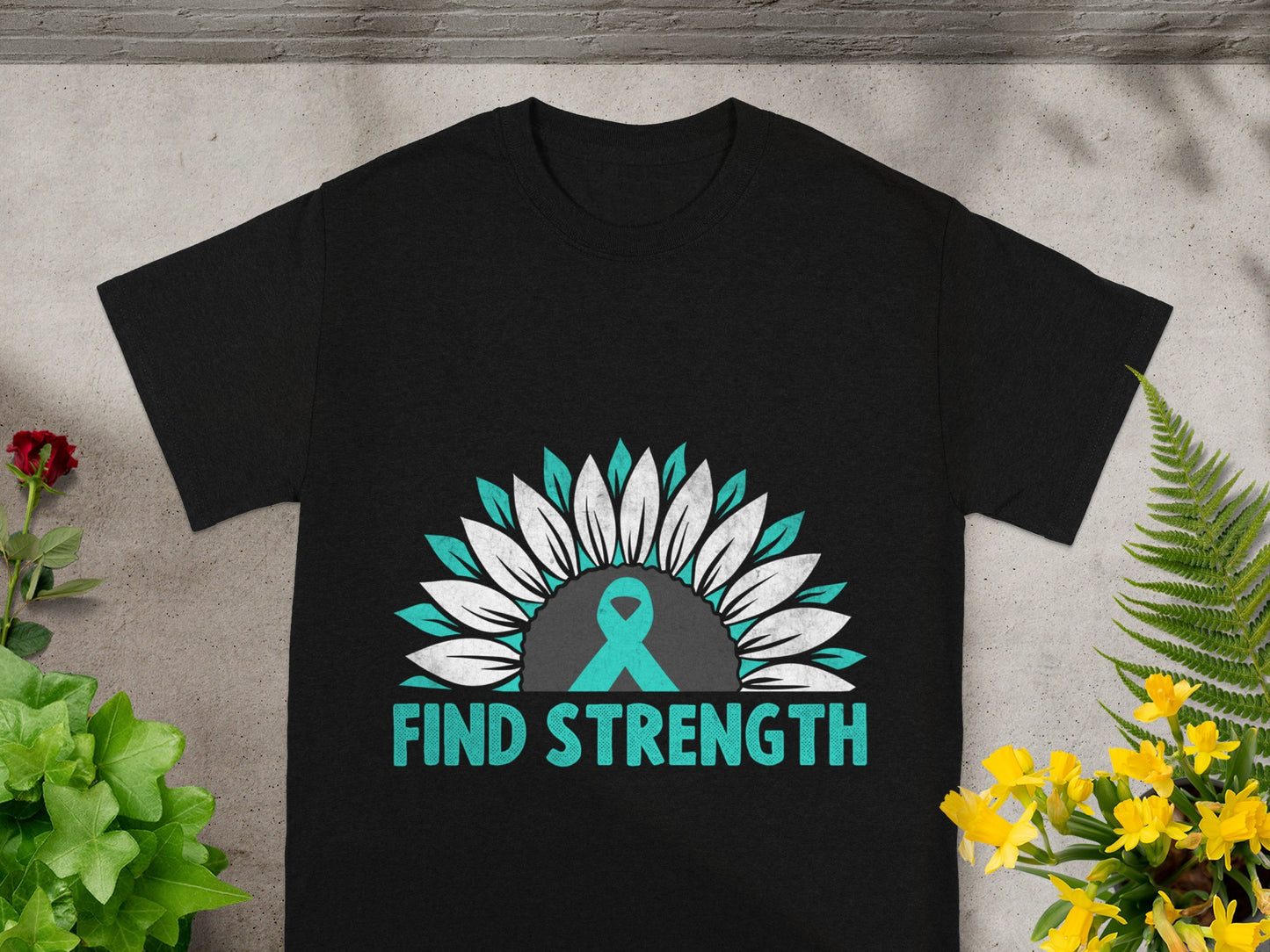 Find Strength Sunflower Awareness Ribbon T-Shirt