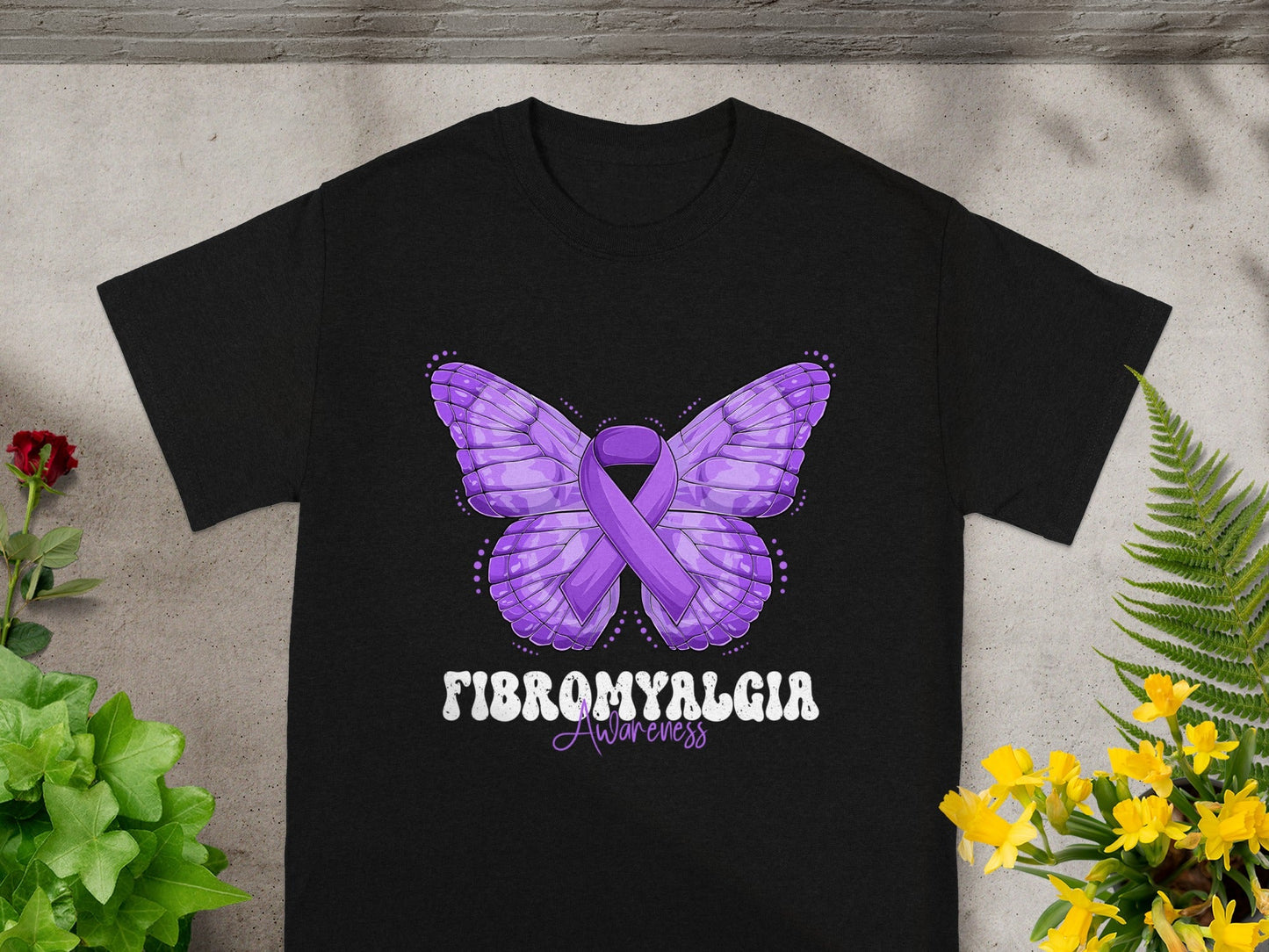 Fibromyalgia Awareness Butterfly Graphic T-Shirt