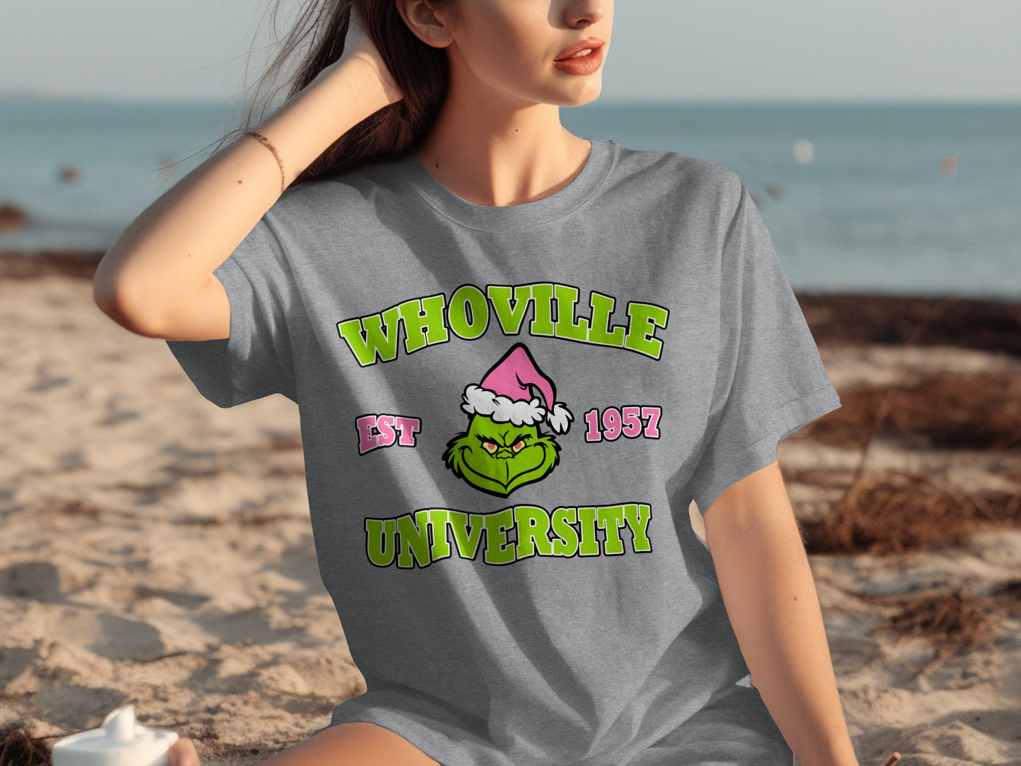 Whoville University EST 1957 Grinch Face T-Shirt