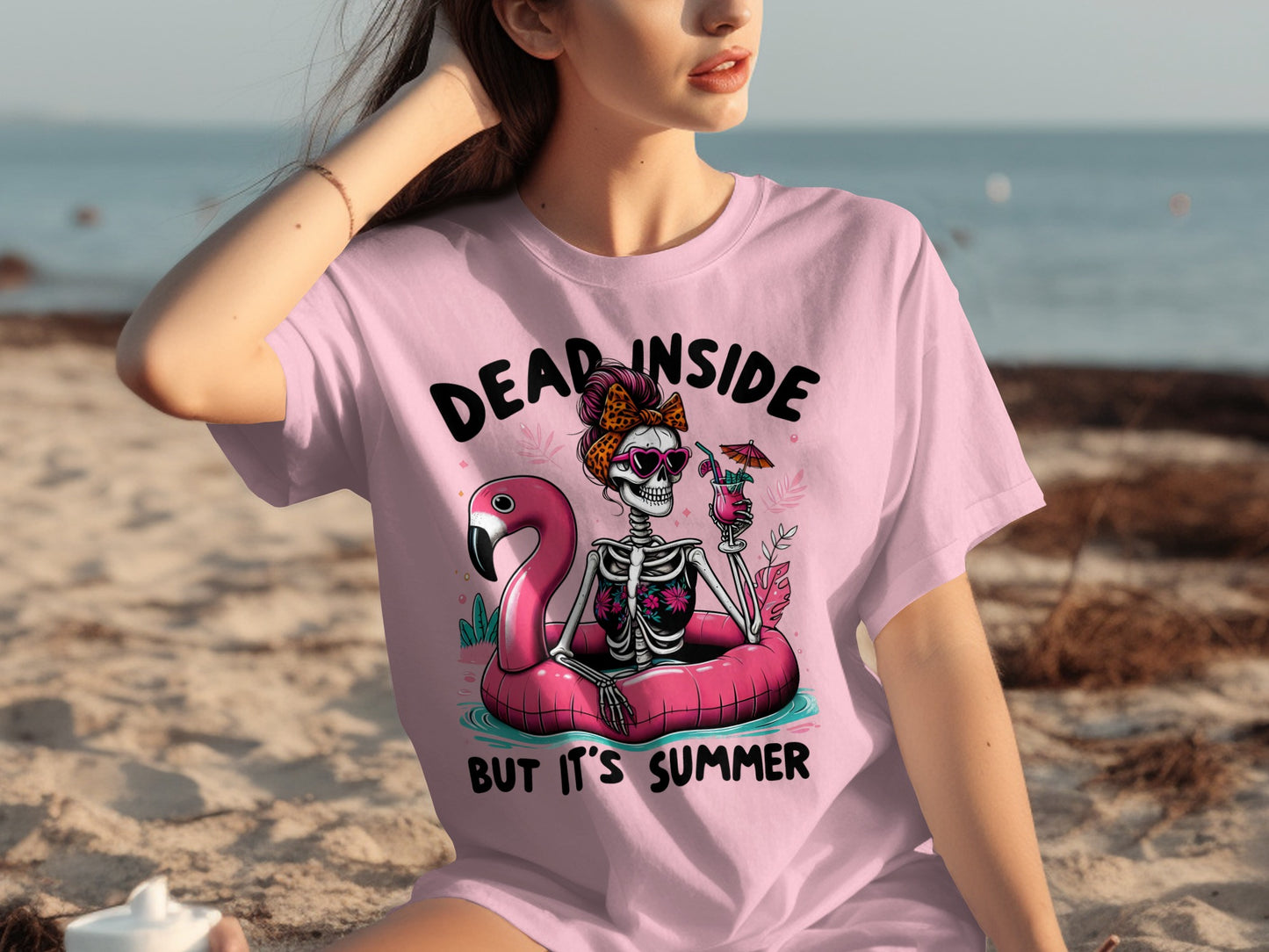 Dead Inside But It's Summer Funny Skeleton T-shirt