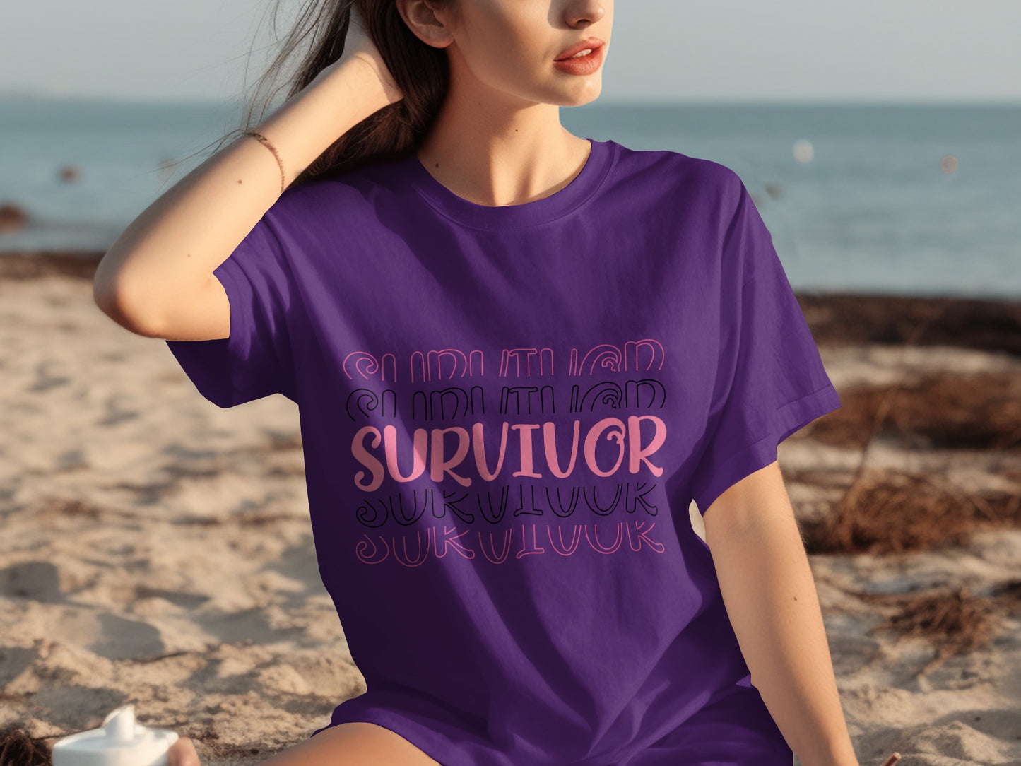 Stylish Survivor Purple Graphic Tee Shirt