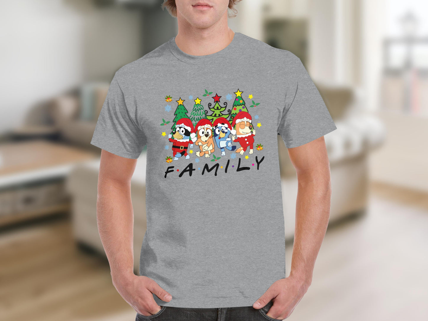 Holiday Family Cartoon Characters Graphic T-Shirt