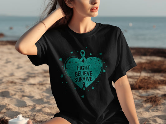 Fight Believe Survive Heart Design T-shirt