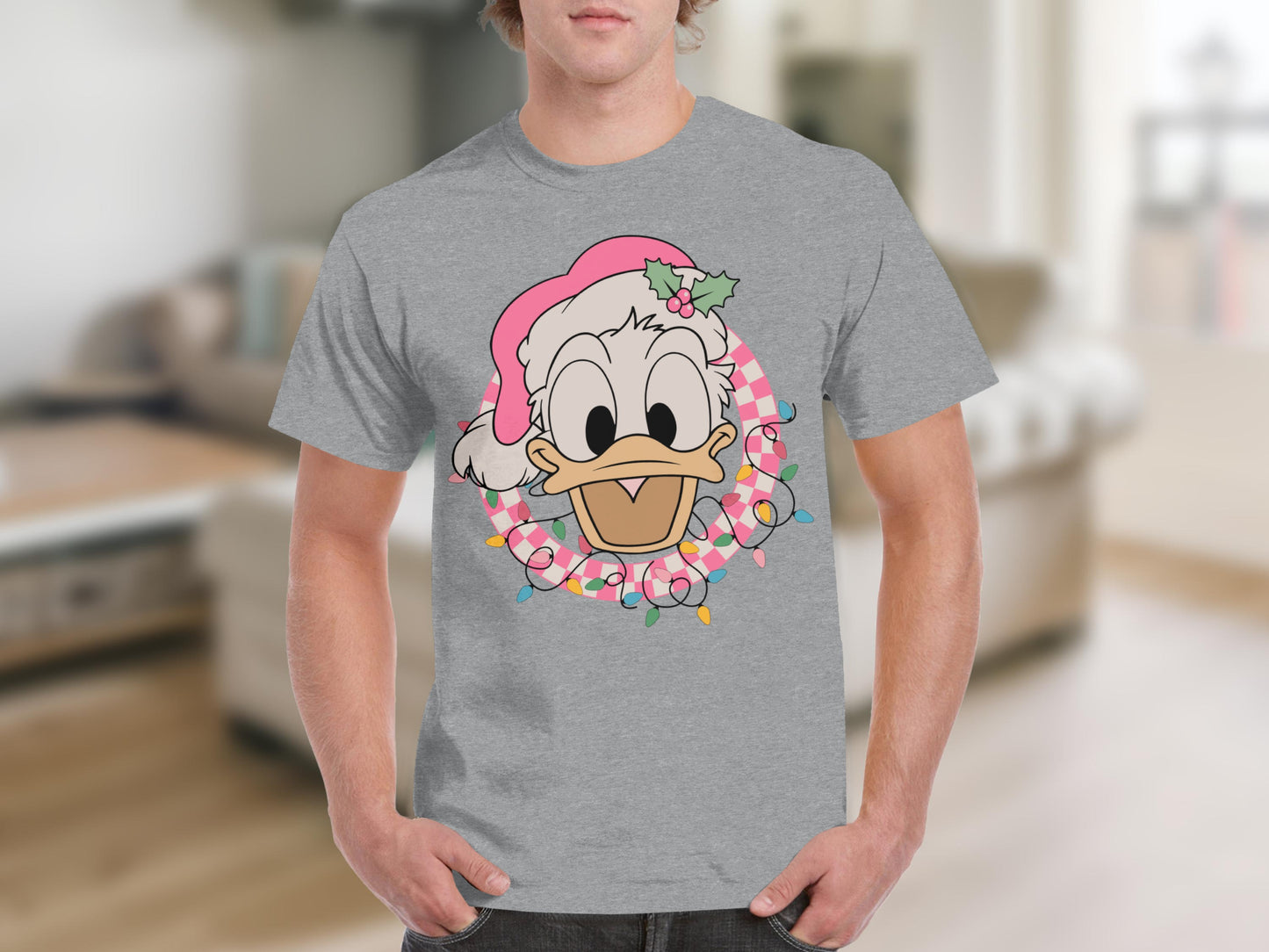 Festive Duck Character with Santa Hat Graphic T-shirt