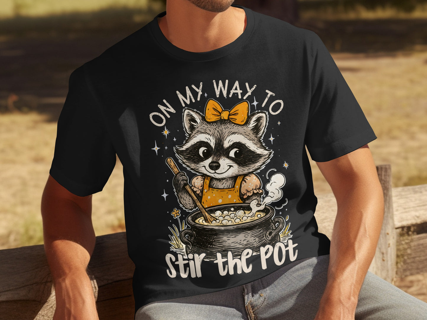 On My Way To Stir The Pot Raccoon T-shirt