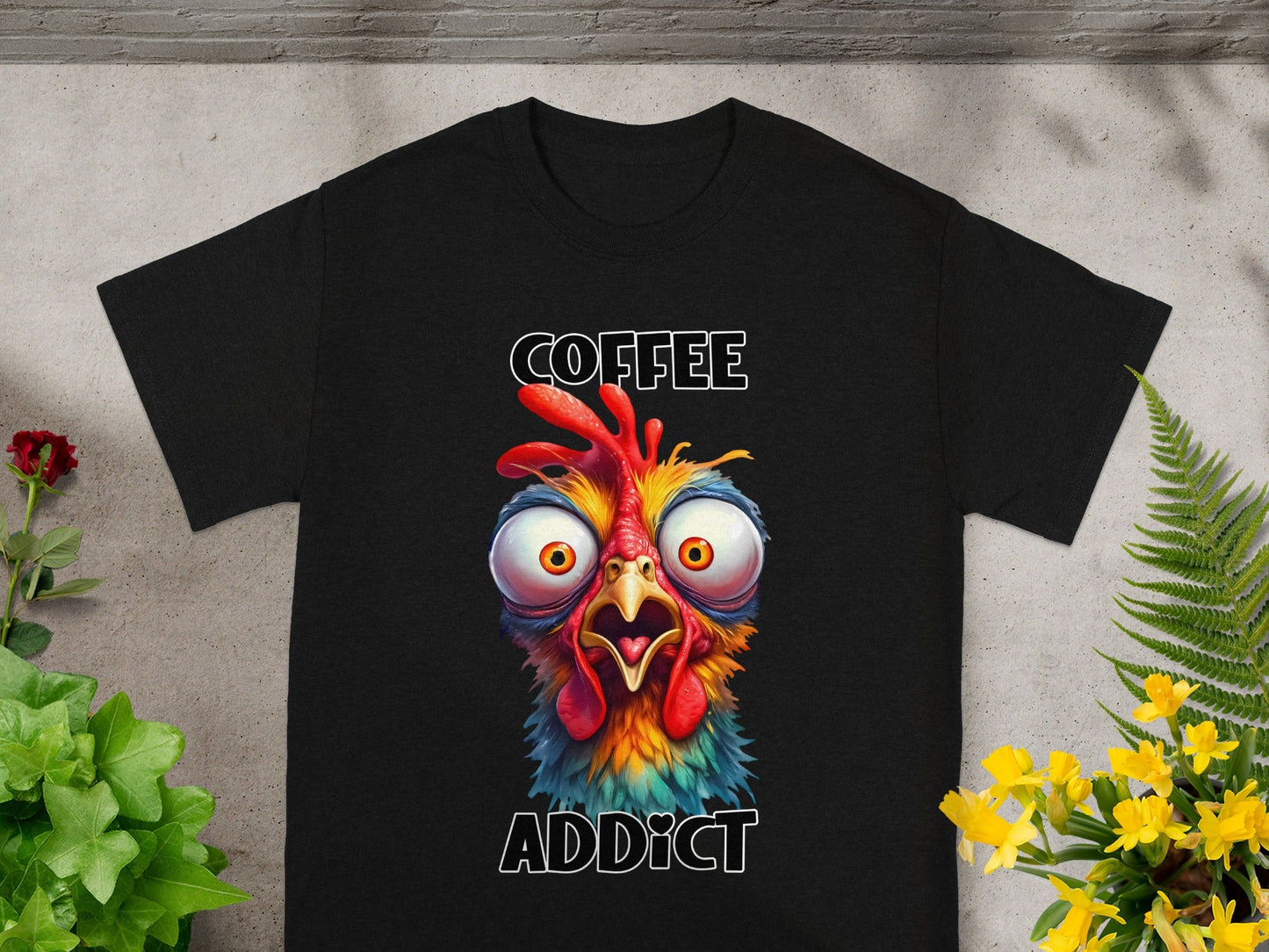 Funny Coffee Addict Chicken T-Shirt Great Gift Idea