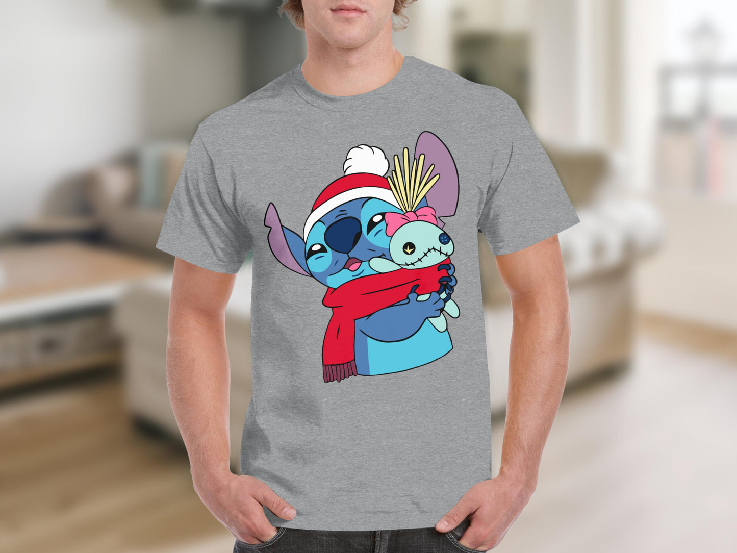 Cute Cartoon Character with Toy Grey T-shirt