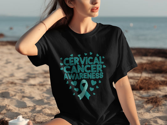 Cervical Cancer Awareness Ribbon Graphic Shirt Product