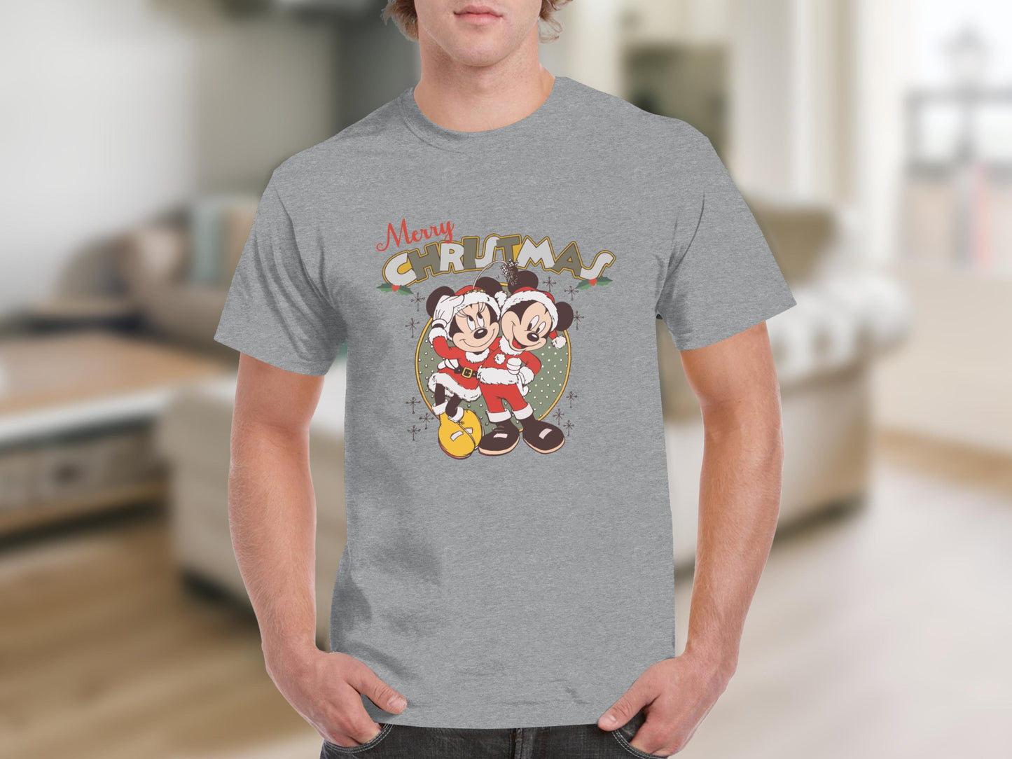 Merry Christmas Mickey and Minnie Mouse graphic shirt