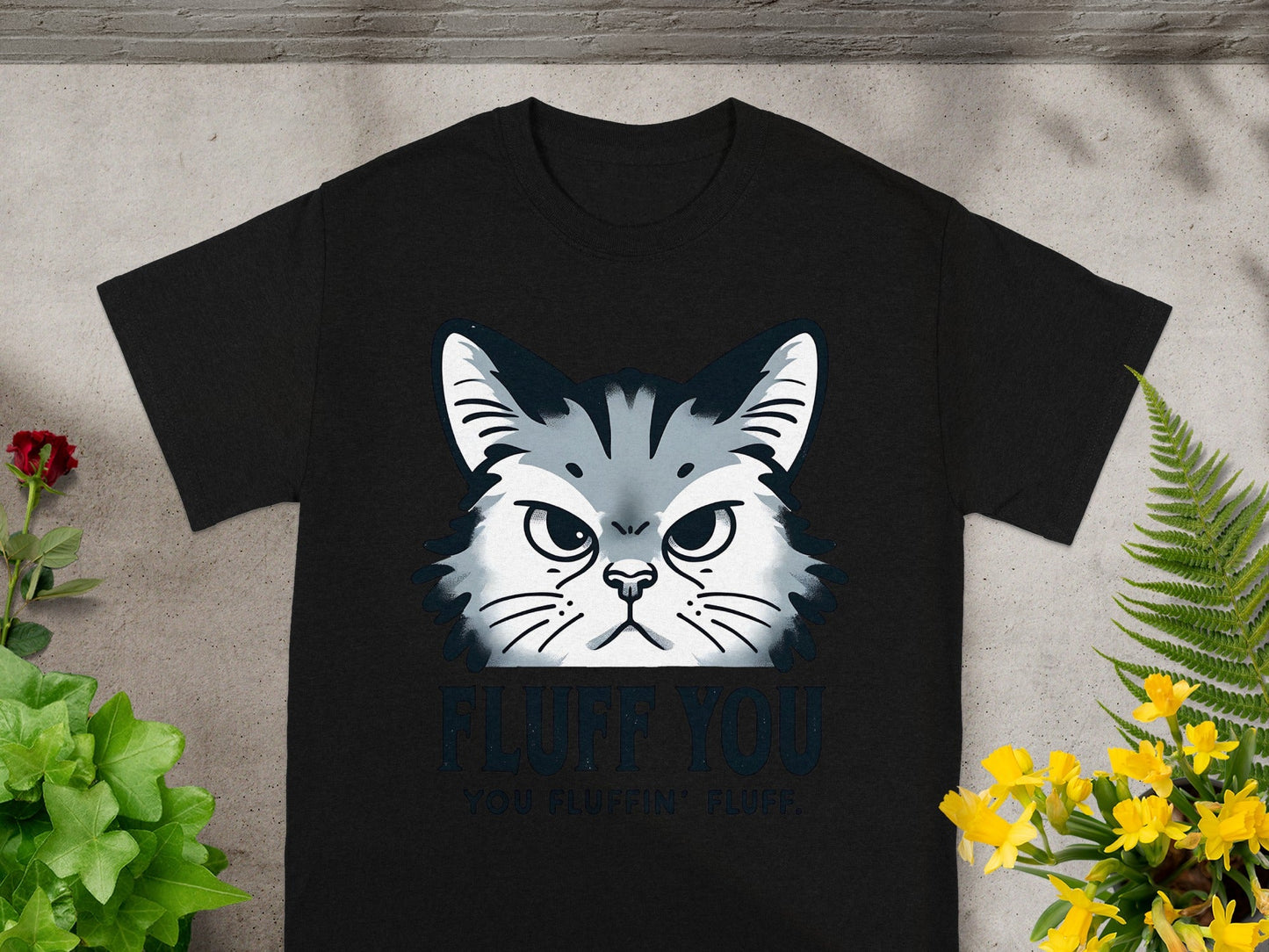 Fluff You Cat Face Graphic Tee Shirt for Cat Lovers