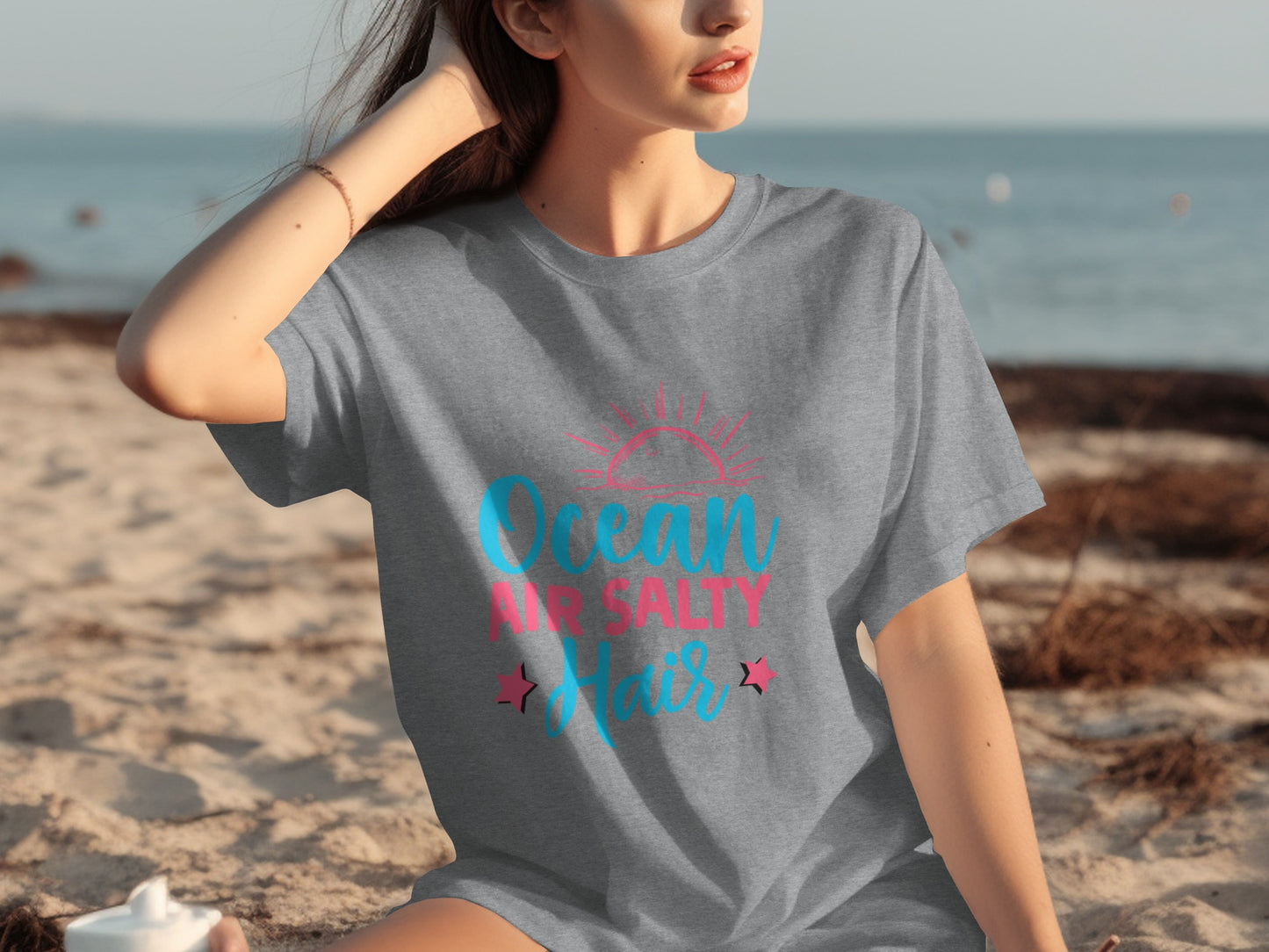 Ocean Air Salty Hair Graphic T-Shirt Beachwear
