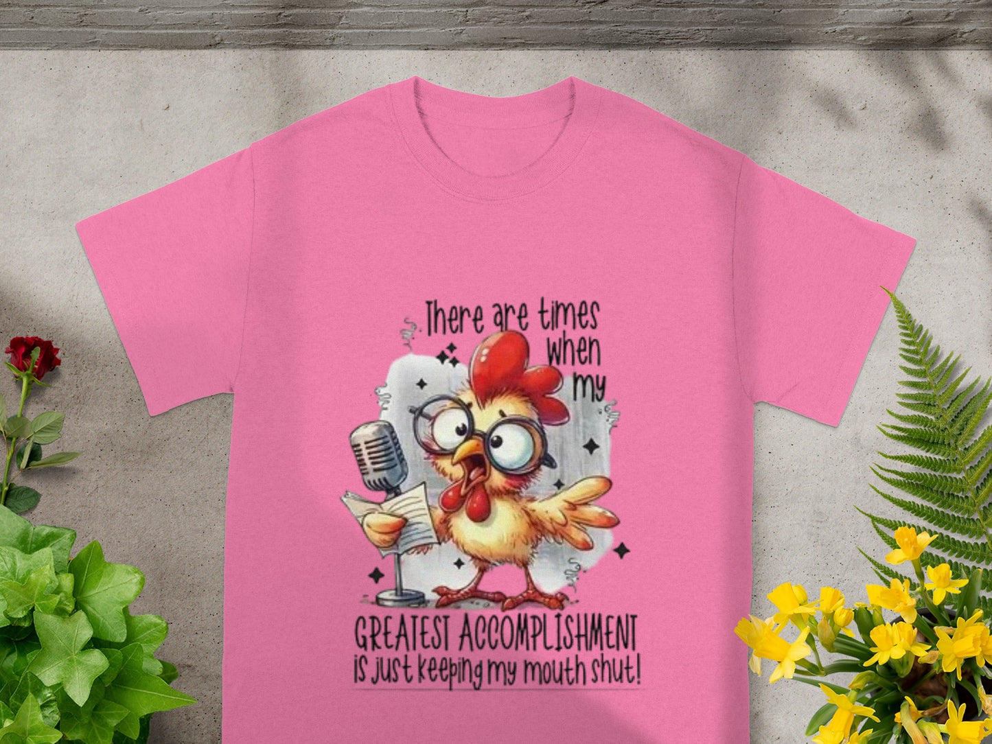 Funny Chicken Keeping Mouth Shut Accomplishment T-shirt