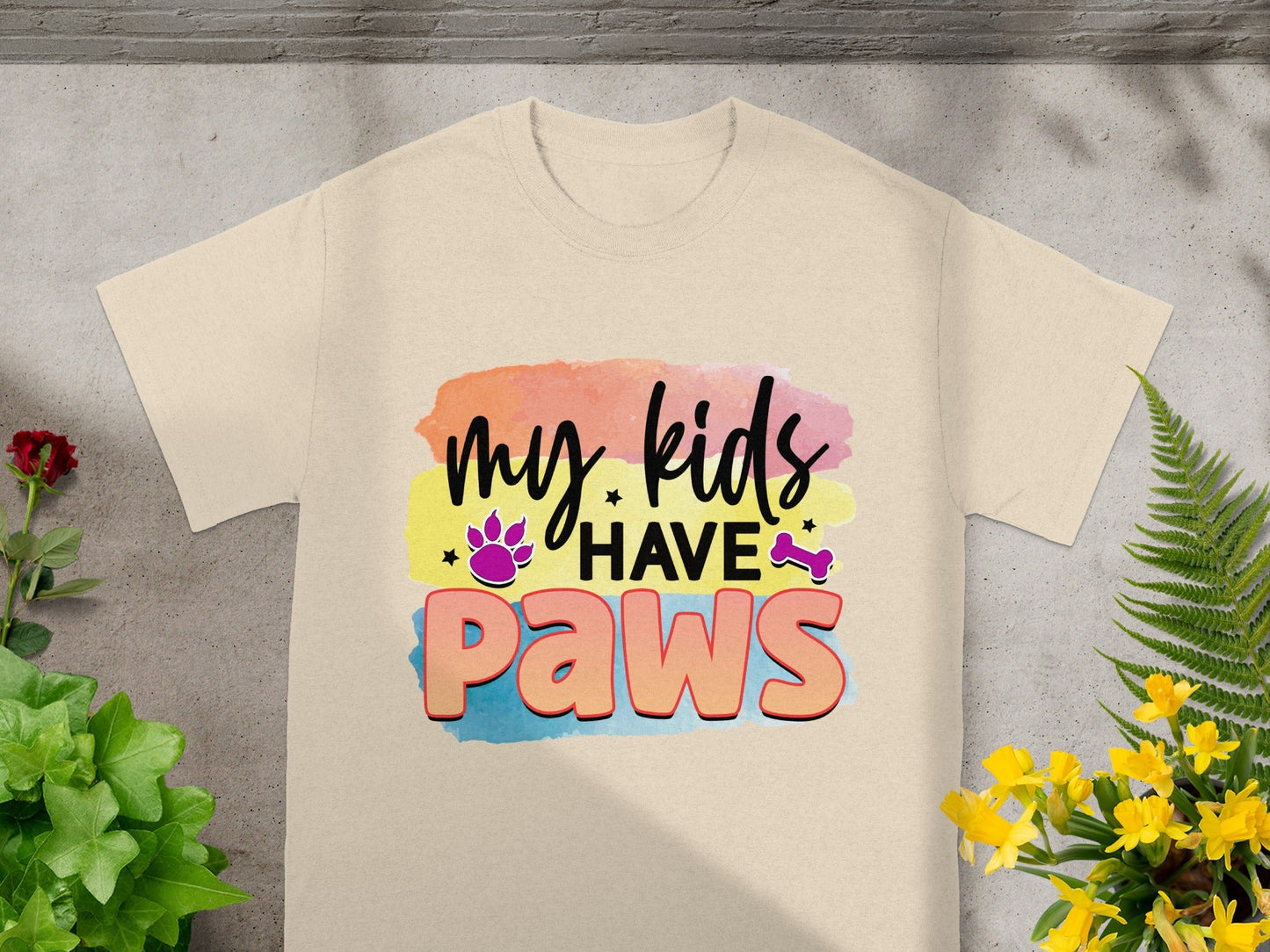 My Kids Have Paws Colorful Graphic T-Shirt