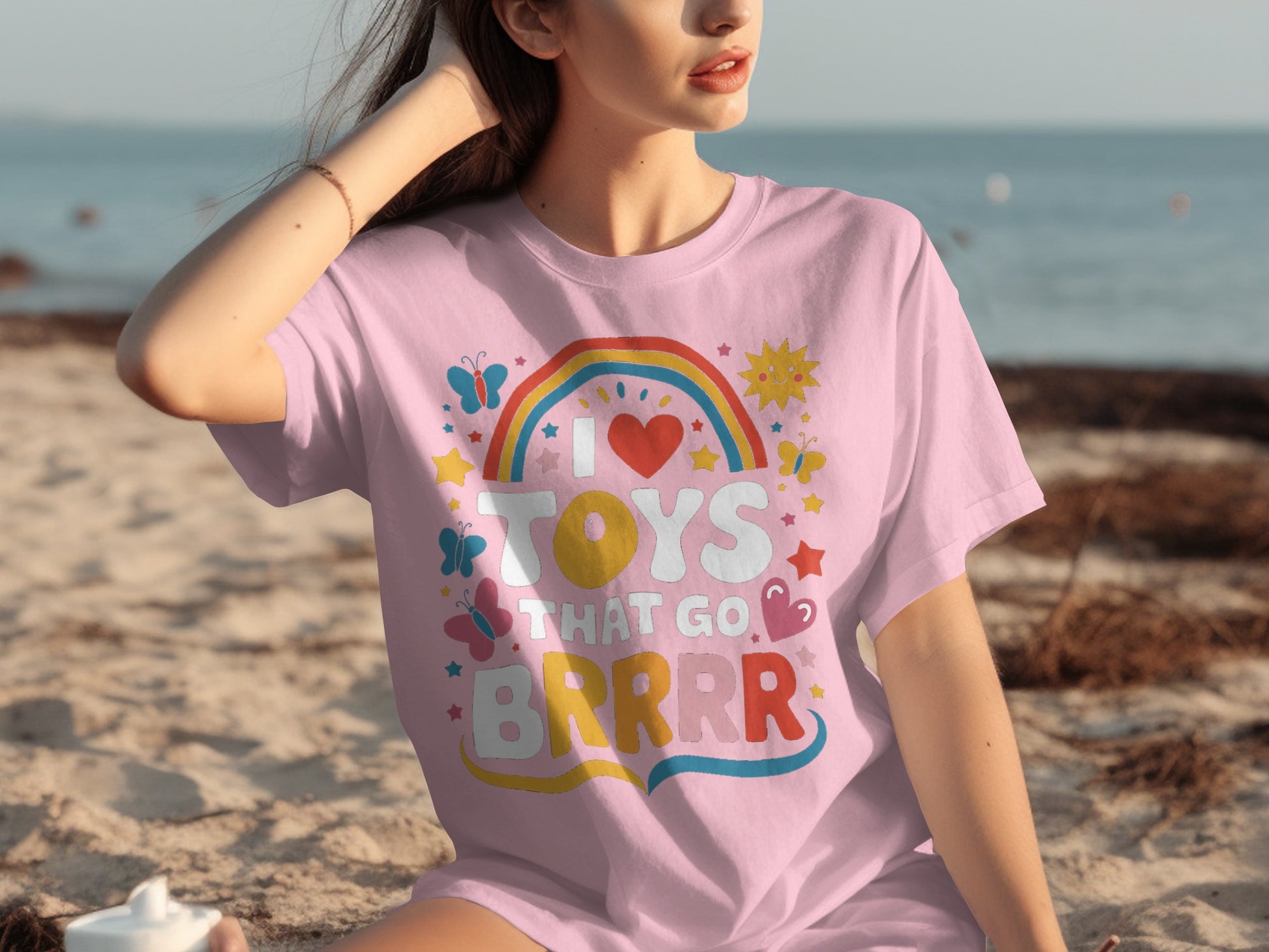 I Love Toys That Go BRRR Fun Rainbow Design Shirt