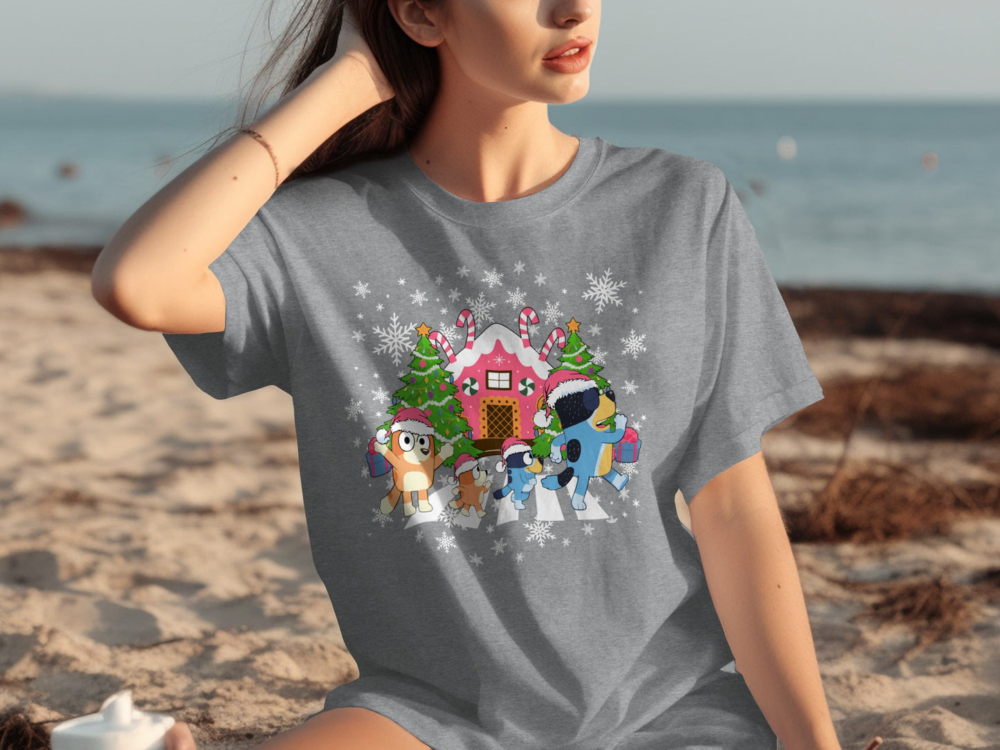 Festive Cartoon Characters with Candy House T-shirt