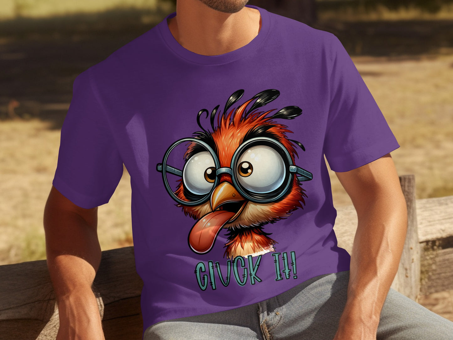 Funny Cartoon Bird Wearing Glasses Graphic T-Shirt