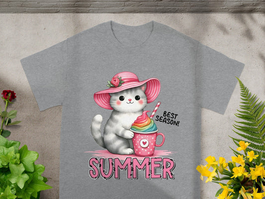 Summer Season Best Kitty in Pink Hat T-shirt