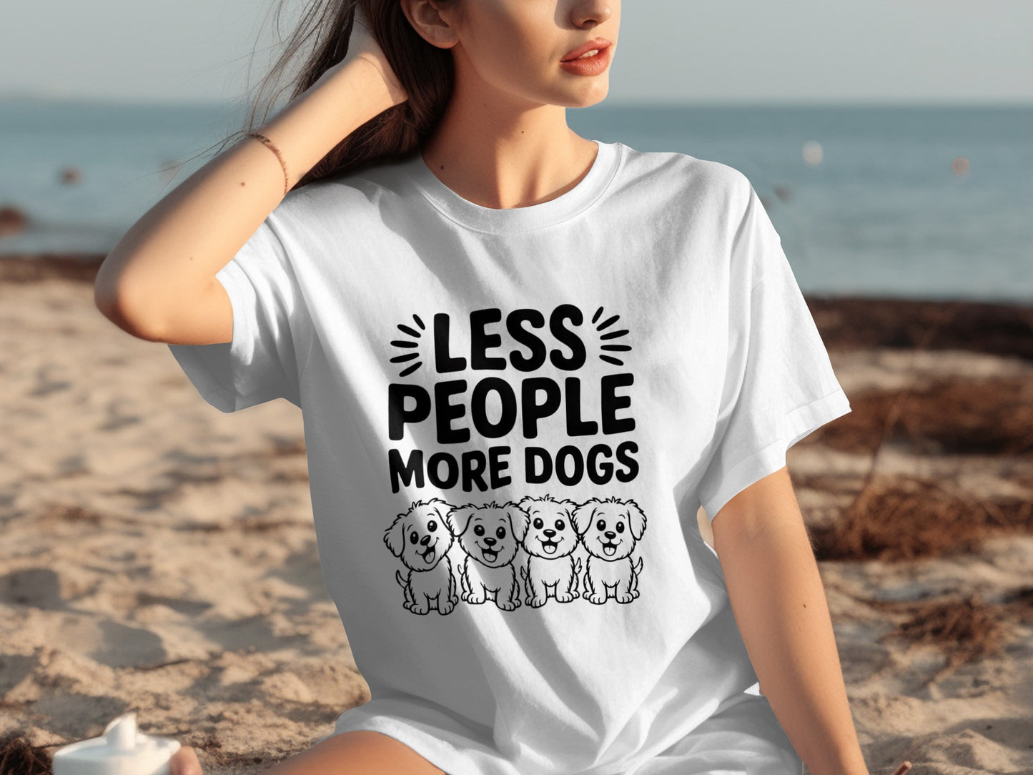 Less People More Dogs Graphic Tee Shirt
