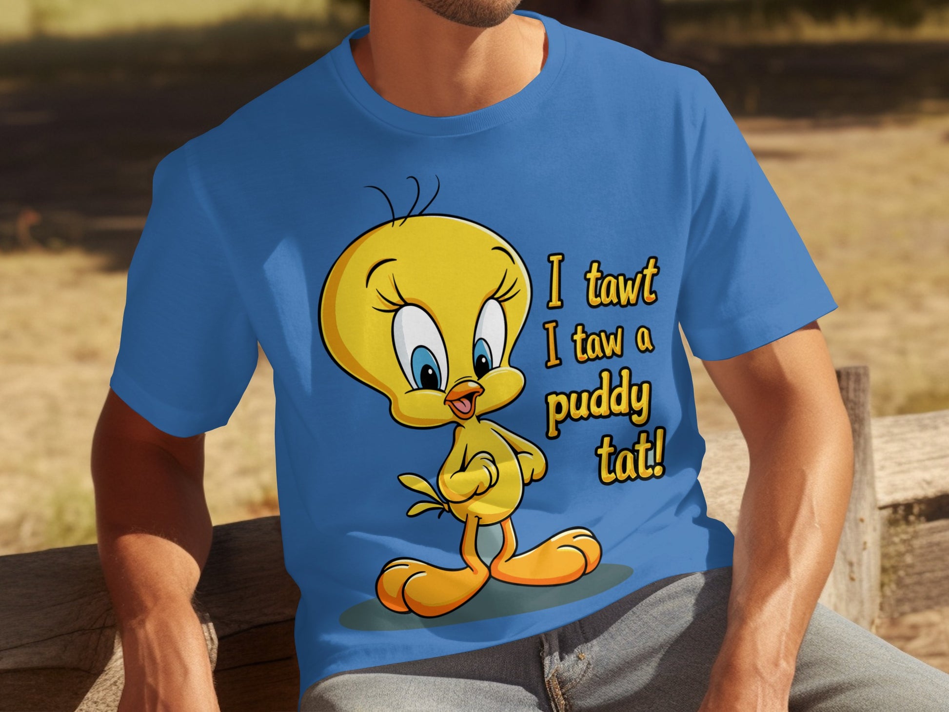 I tawt I taw a puddy tat Tweety Bird graphic t-shirt