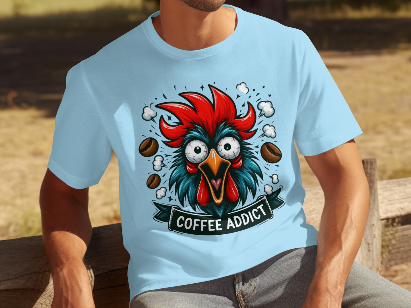 Coffee Addict Chicken Funny Graphic T-Shirt Product