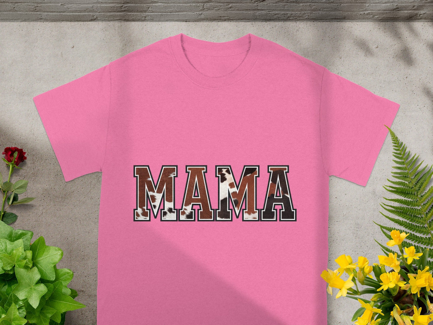 Pink T-Shirt with Mama Graphic Printed Design