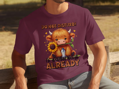 Do Not Disturb Adorable Cow Cartoon Print Shirt