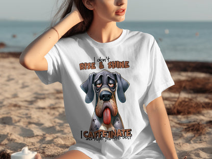 I Don't Rise and Shine I Caffeinate Funny Dog Shirt