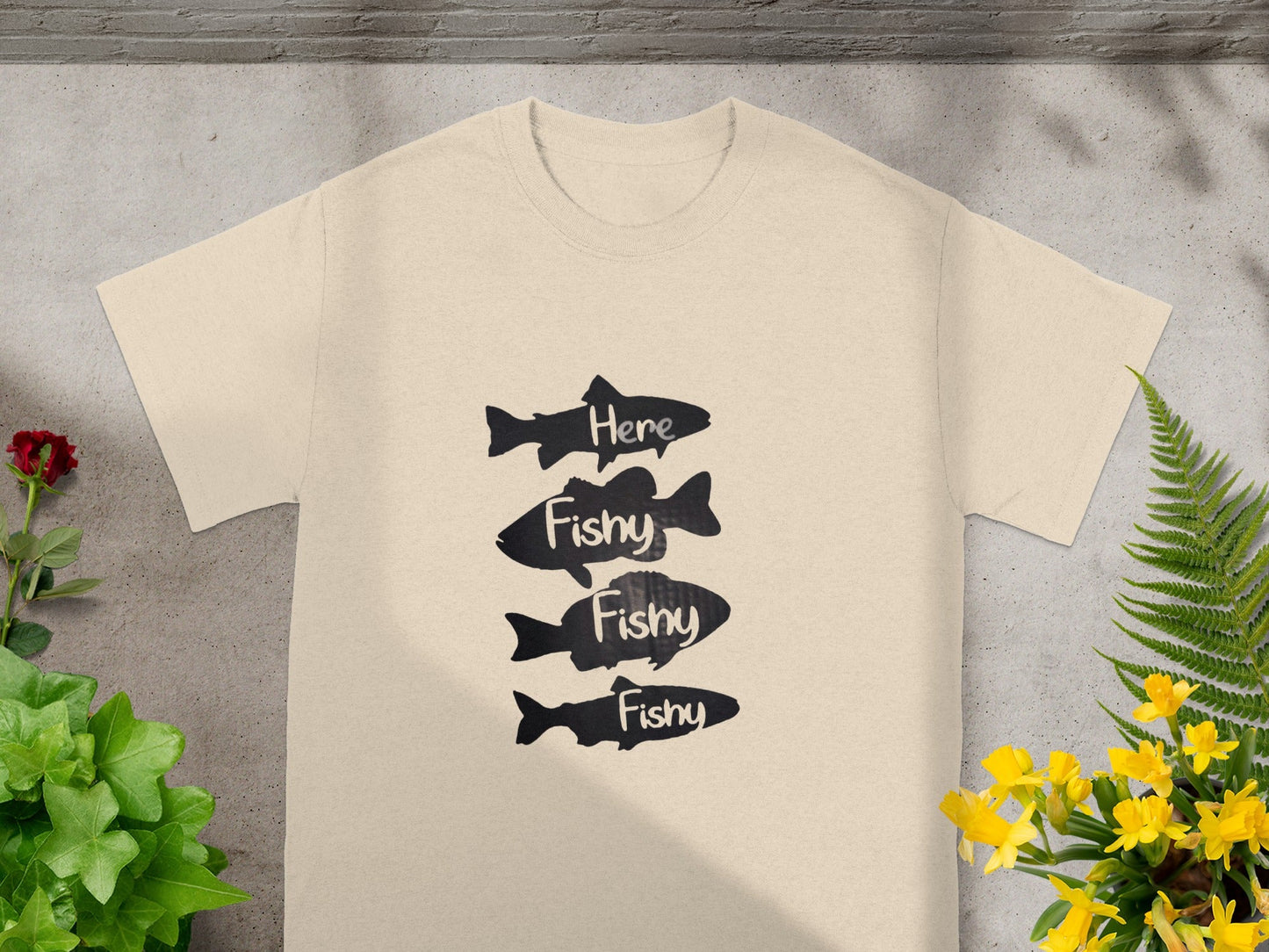 Here Fishy Fishy Fun Graphic Tee for Fishing Lovers