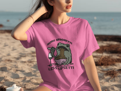 More Spaghetti Less Upsetti Funny Frog T-shirt