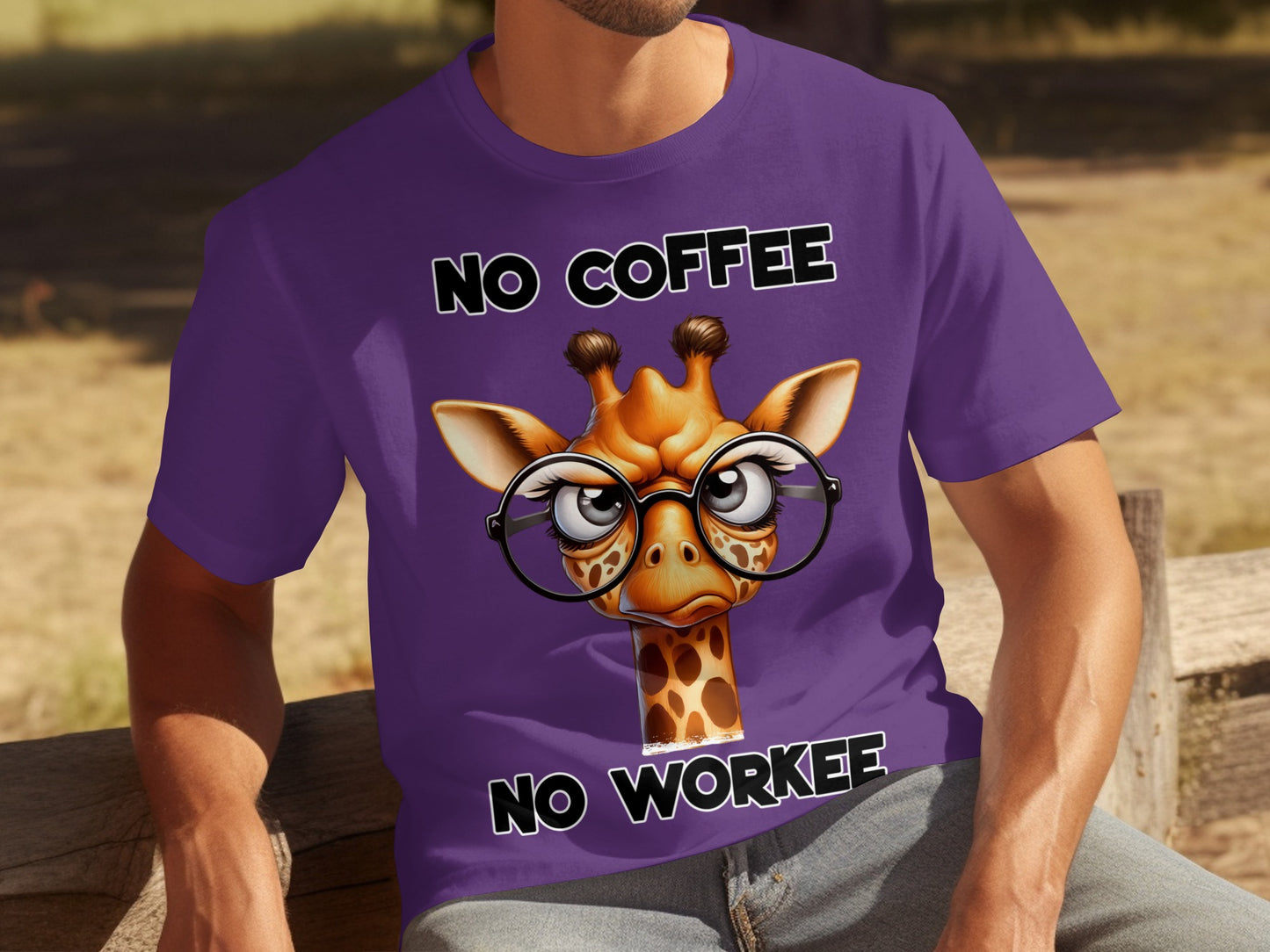 No Coffee No Workee Funny Giraffe Graphic Shirt