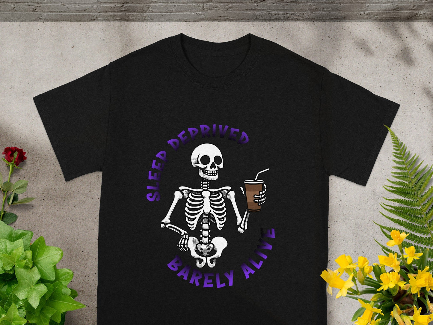 Sleep Deprived Barely Alive Skeleton T-Shirt