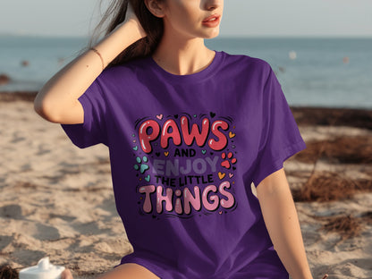 Paws And Enjoy The Little Things Graphic Shirt