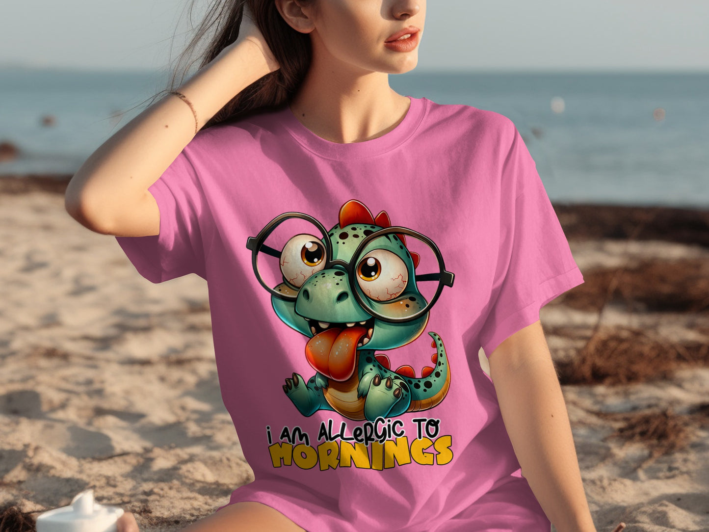 I Am Allergic To Mornings Dinosaur T-Shirt