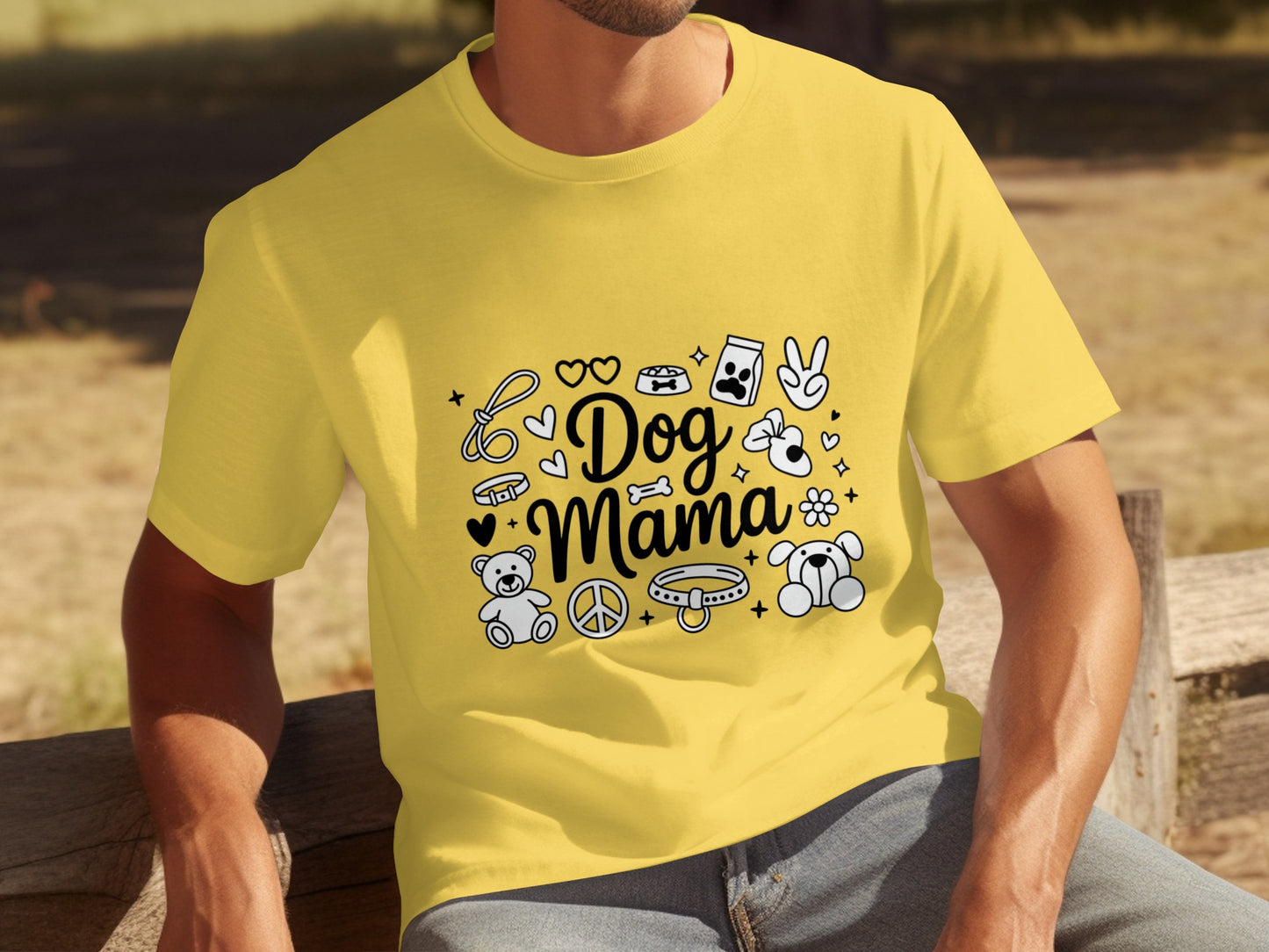 Dog Mama Graphic T-Shirt with Cute Pet Icons Design