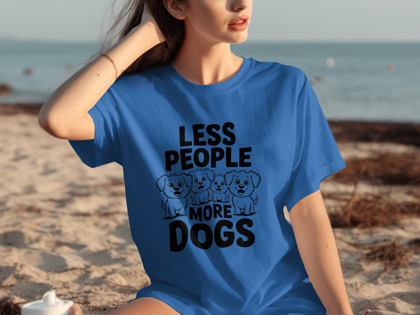 Less People More Dogs Funny Graphic T-shirt