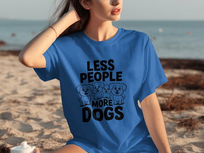 Less People More Dogs Funny Graphic T-shirt