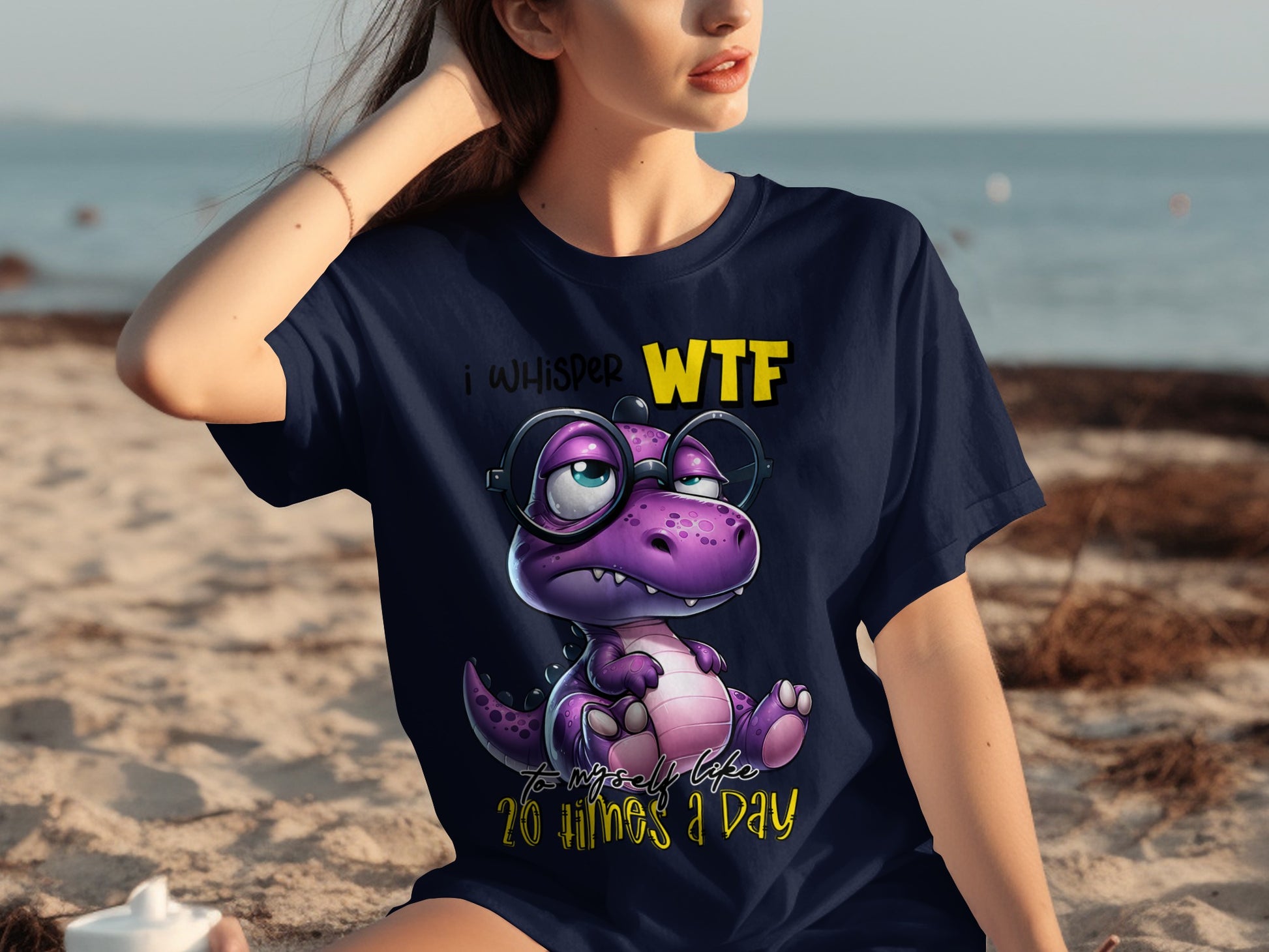 I Whisper WTF Dinosaur Cartoon Beachwear Top