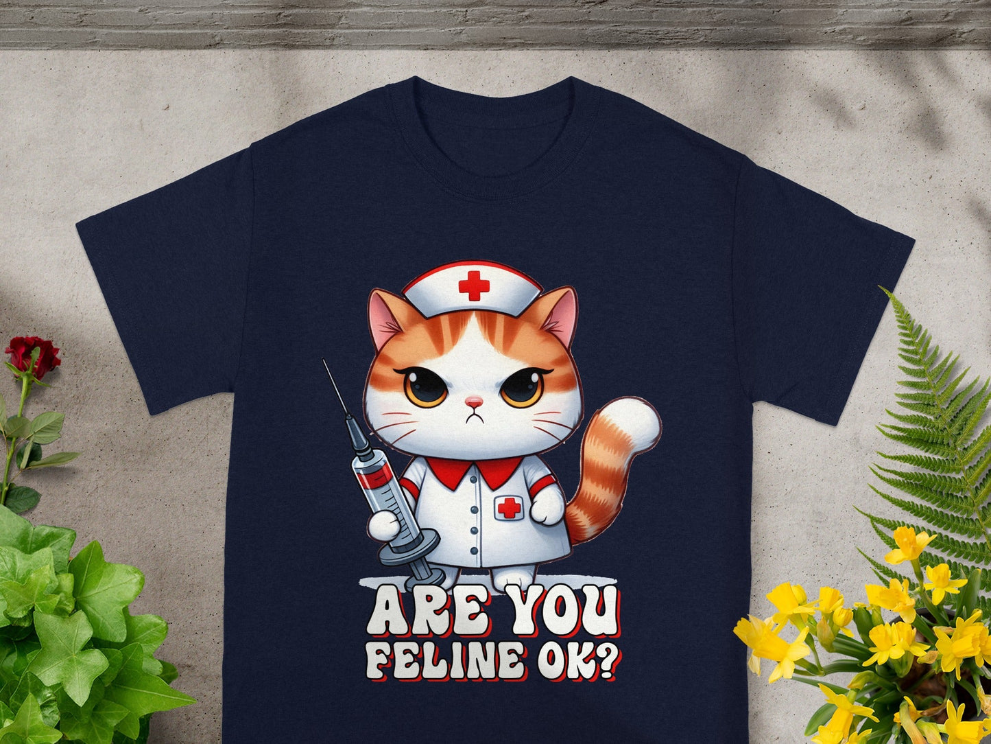 Funny Nurse Cat Are You Feline OK? T-Shirt