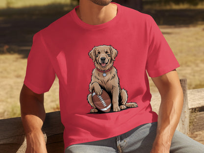 Cute Dog with Football Graphic Printed T-shirt