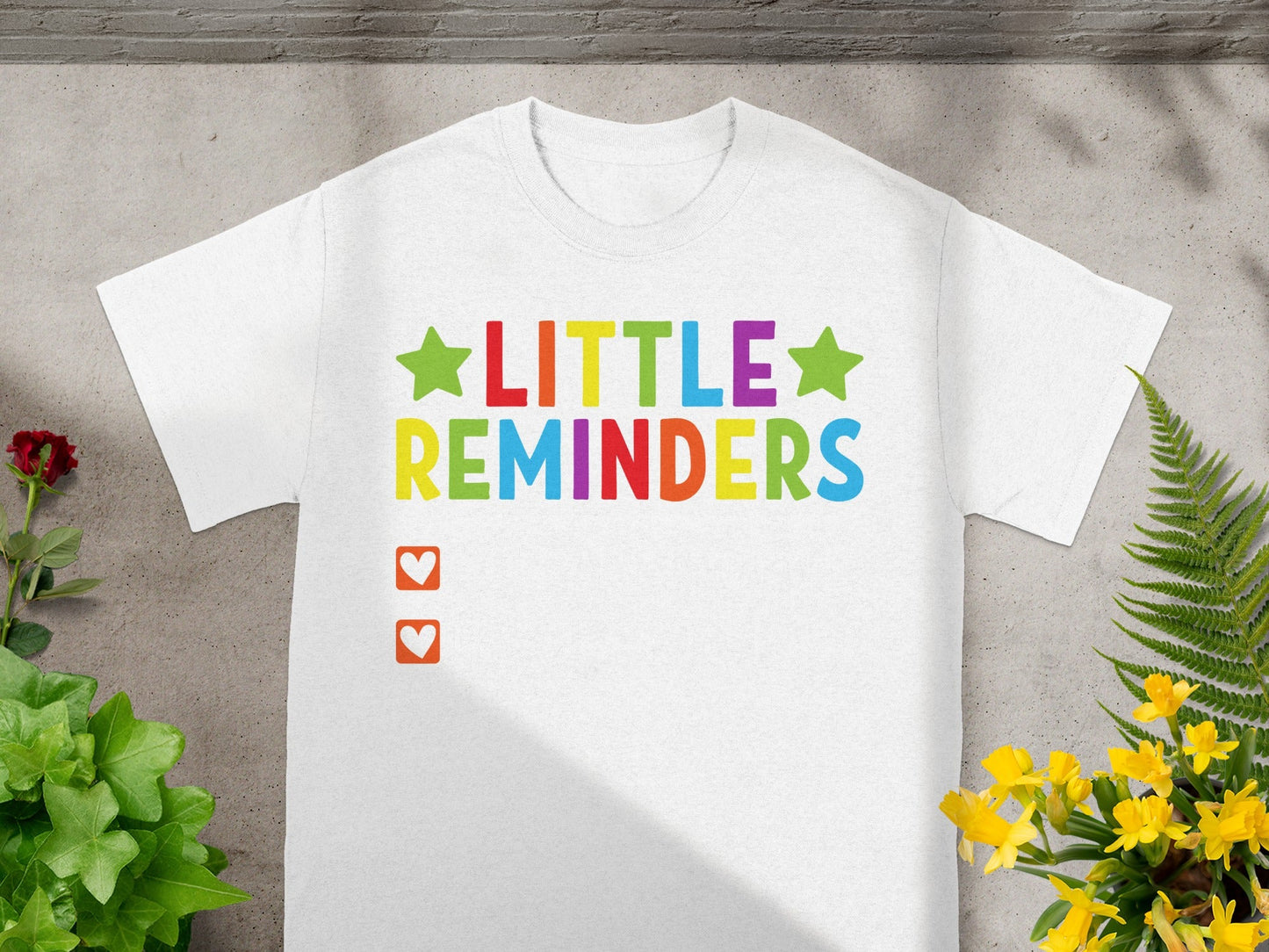 LITTLE REMINDERS Colorful Text Stars Hearts Tee